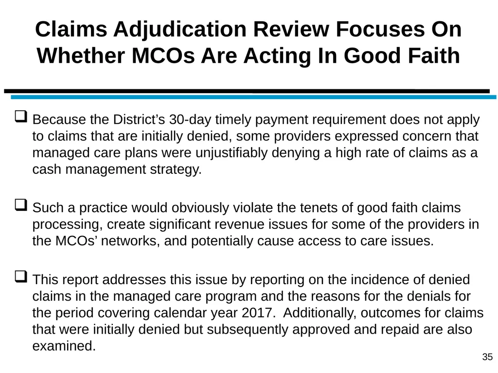 District of Columbia’s Managed Care Annual - slide 35 of 76
