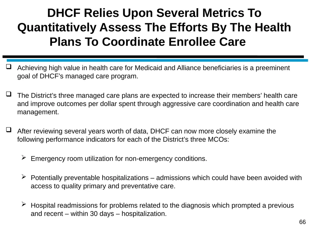District of Columbia’s Managed Care Annual - slide 66 of 76