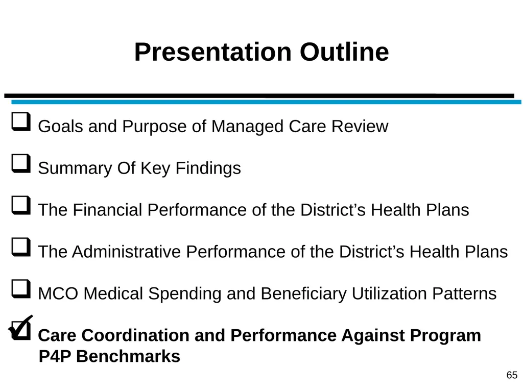 District of Columbia’s Managed Care Annual - slide 65 of 76