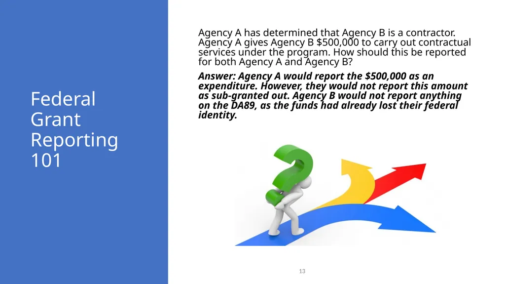 Federal Grant Reporting 101 & Lessons Learned - slide 13 of 48