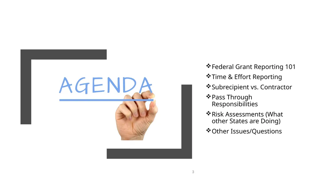 Federal Grant Reporting 101 & Lessons Learned - slide 3 of 48