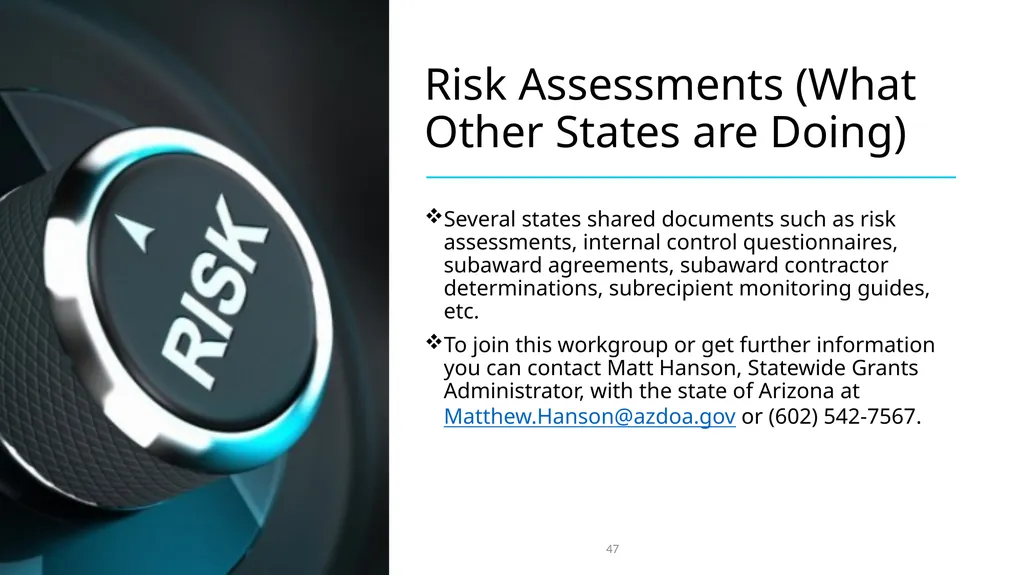 Federal Grant Reporting 101 & Lessons Learned - slide 47 of 48