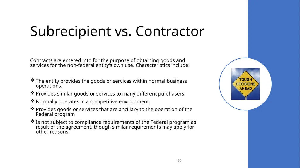Federal Grant Reporting 101 & Lessons Learned - slide 30 of 48