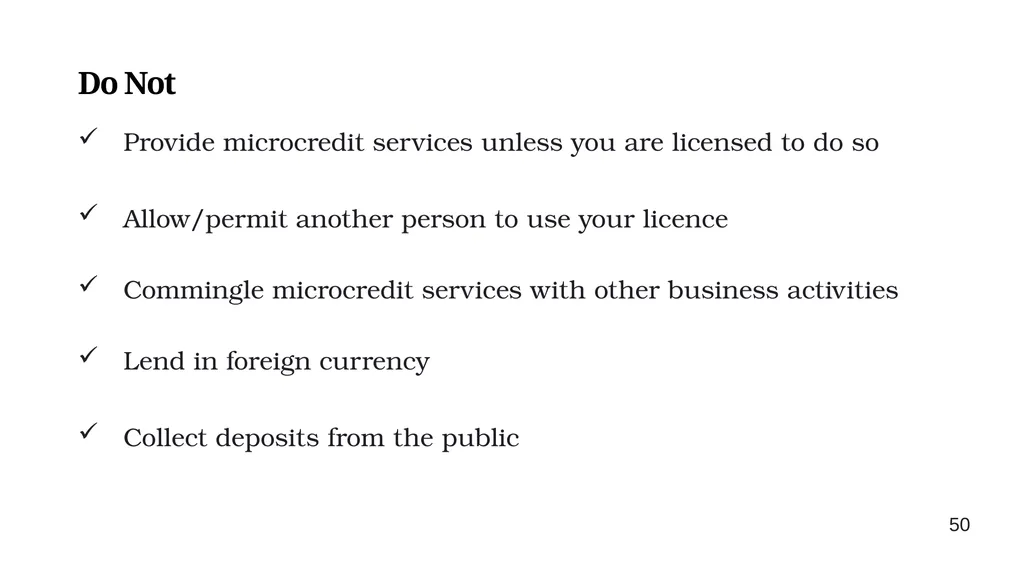 MICROCREDIT INFORMATION SESSION Understanding The - slide 48 of 51