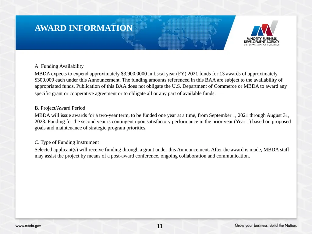 PRE-APPLICATION CONFERENCE American Indian, Alaska - slide 11 of 23