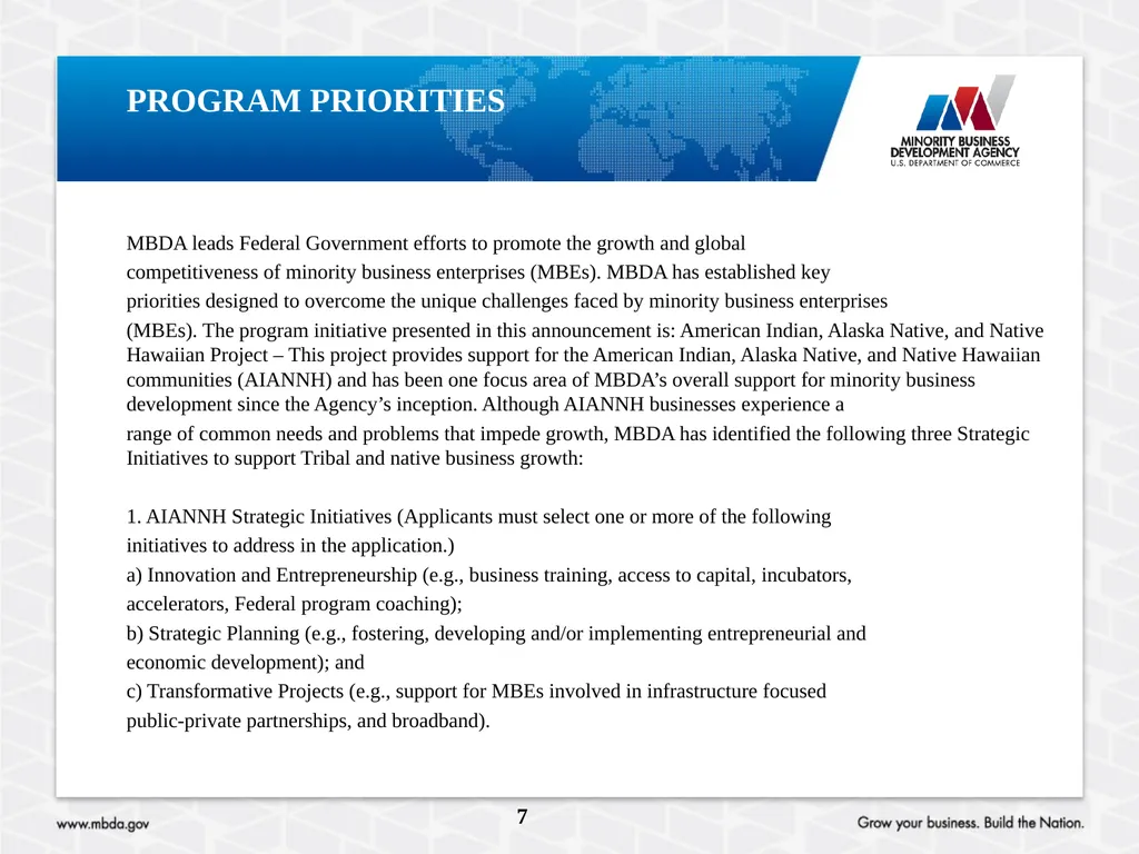 PRE-APPLICATION CONFERENCE American Indian, Alaska - slide 7 of 23