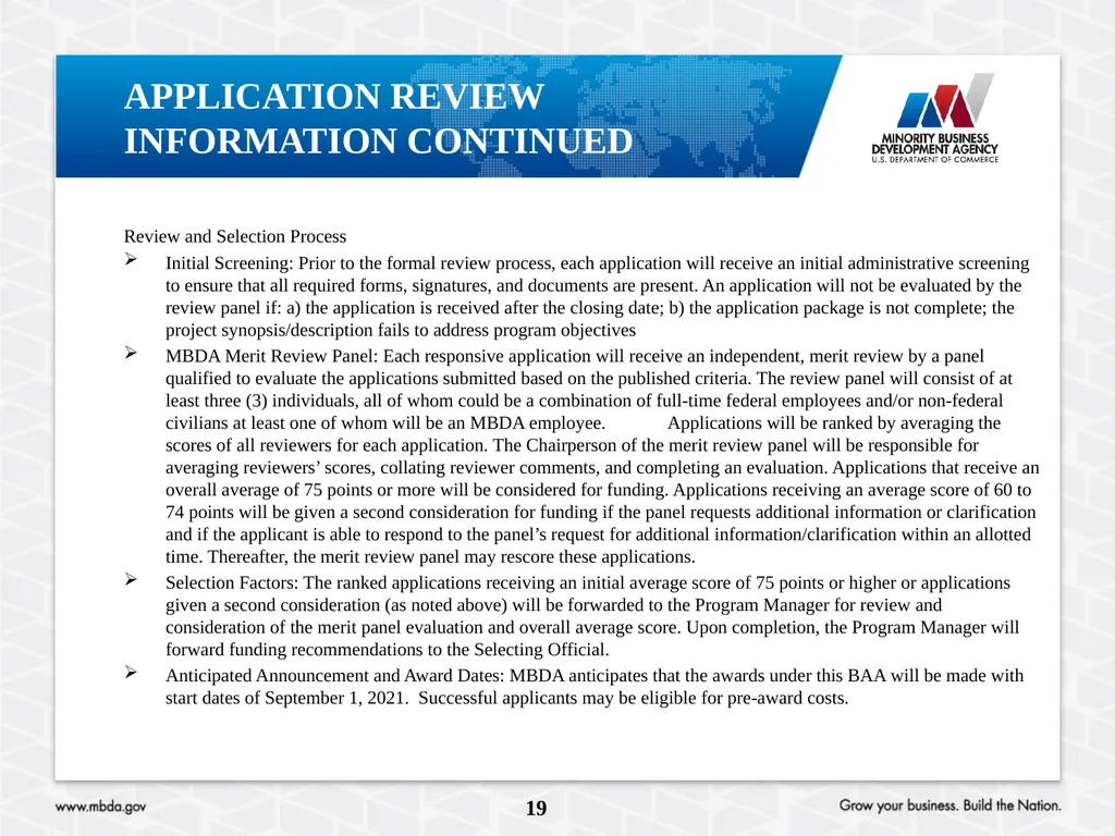 PRE-APPLICATION CONFERENCE American Indian, Alaska - slide 19 of 23