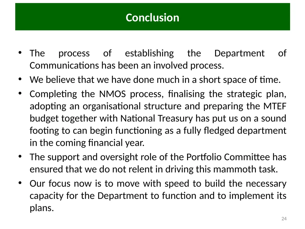 COMMUNICATIONS PORTFOLIO COMMITTEE PRESENTATION 17 - slide 24 of 25
