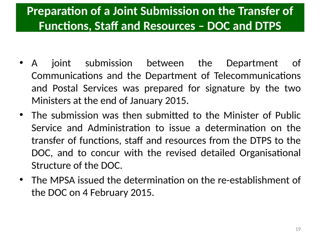 COMMUNICATIONS PORTFOLIO COMMITTEE PRESENTATION 17 - slide 19 of 25
