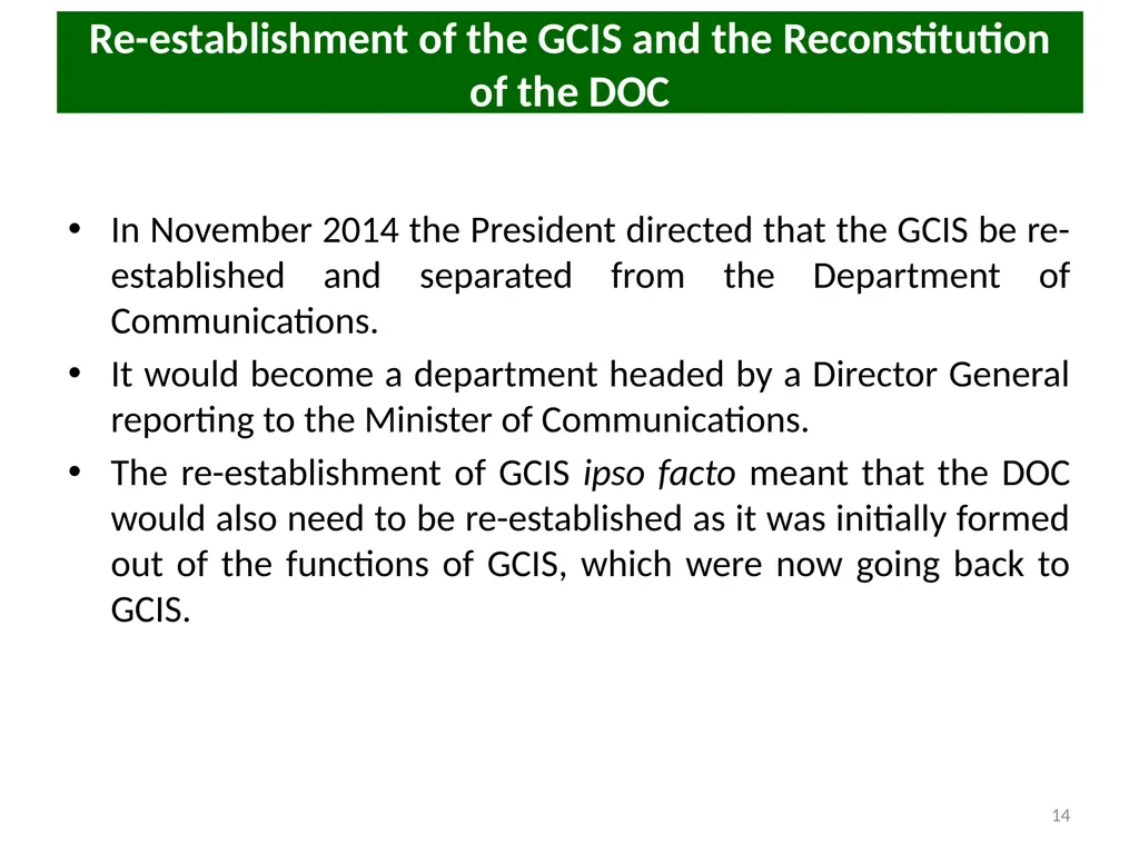 COMMUNICATIONS PORTFOLIO COMMITTEE PRESENTATION 17 - slide 14 of 25