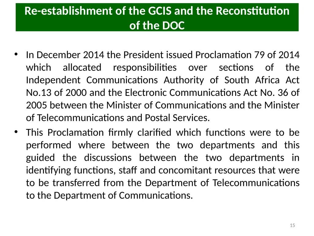 COMMUNICATIONS PORTFOLIO COMMITTEE PRESENTATION 17 - slide 15 of 25
