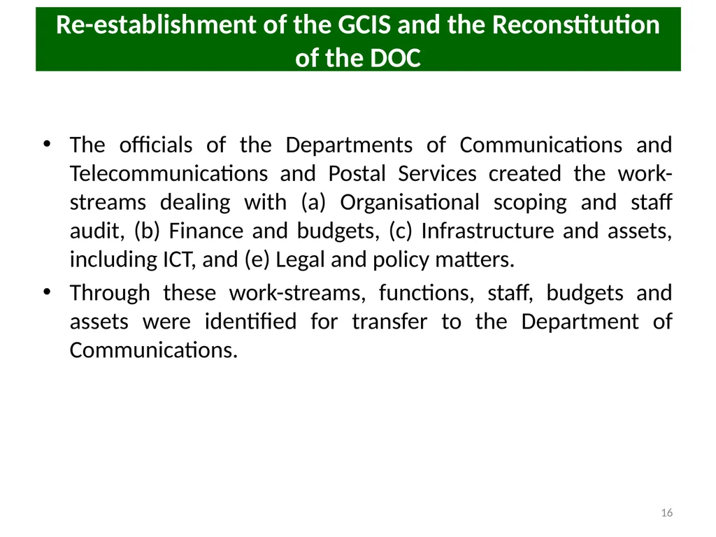 COMMUNICATIONS PORTFOLIO COMMITTEE PRESENTATION 17 - slide 16 of 25