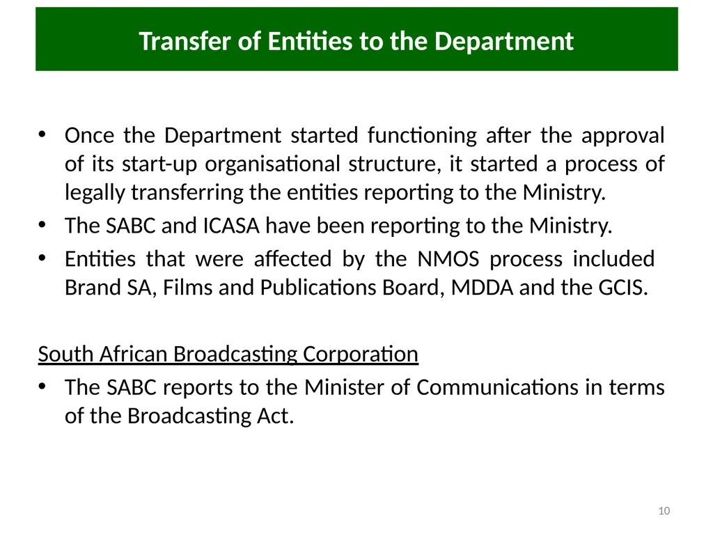 COMMUNICATIONS PORTFOLIO COMMITTEE PRESENTATION 17 - slide 10 of 25