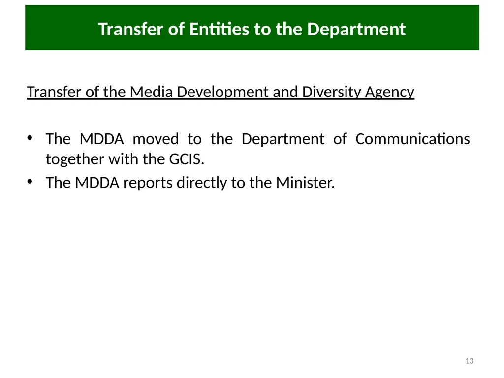 COMMUNICATIONS PORTFOLIO COMMITTEE PRESENTATION 17 - slide 13 of 25