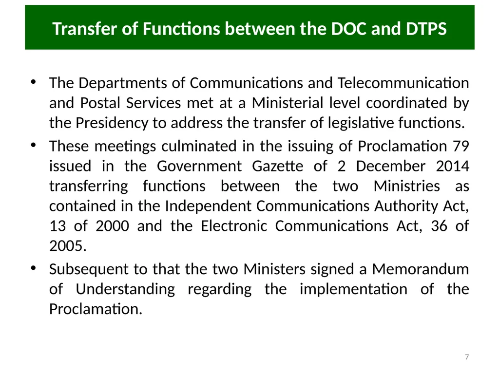 COMMUNICATIONS PORTFOLIO COMMITTEE PRESENTATION 17 - slide 7 of 25