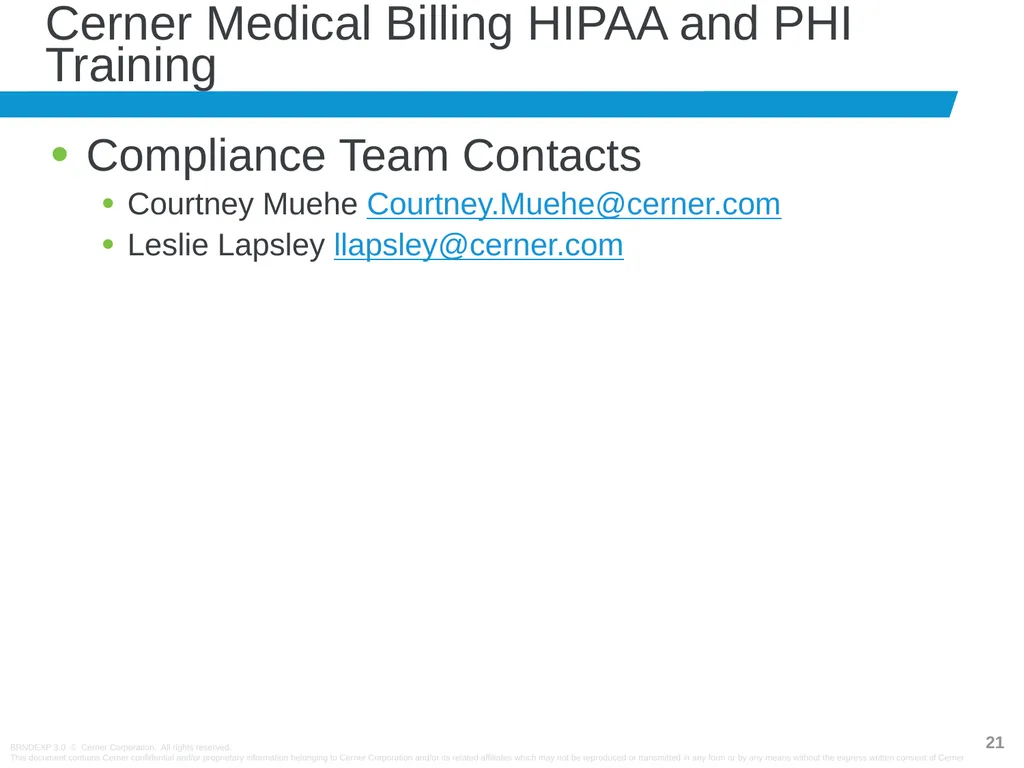 Revenue Cycle Compliance 1303521959_Cerner Medical - slide 21 of 21