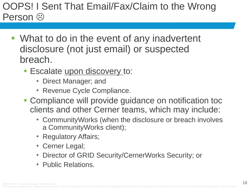 Revenue Cycle Compliance 1303521959_Cerner Medical - slide 18 of 21