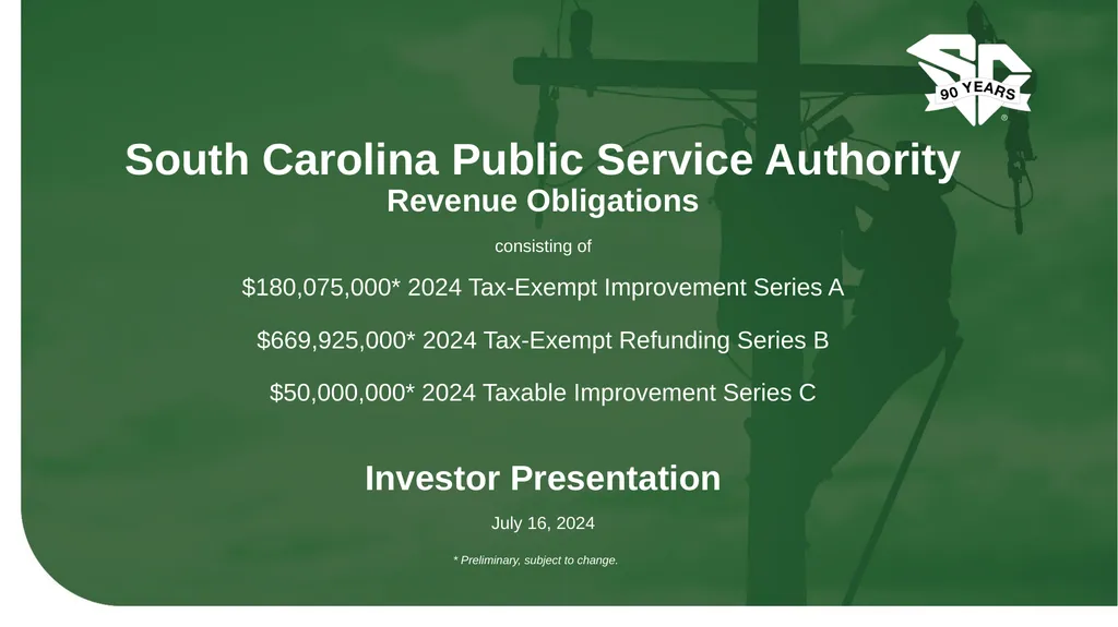 * Preliminary, subject to change. South Carolina - slide 1 of 24