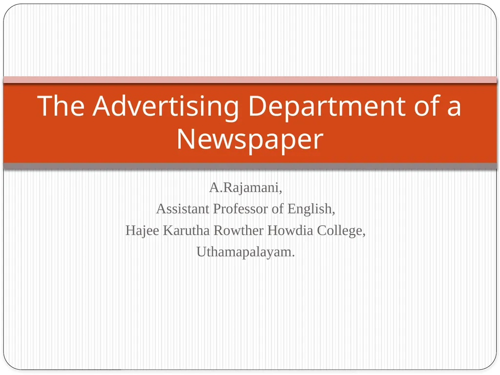 A.Rajamani, Assistant Professor of English, Hajee