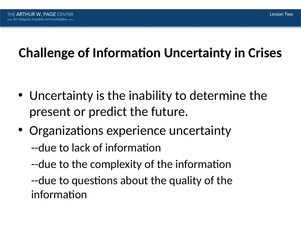 Ethics in Crisis Management Module Nine | Lesson - slide 5 of 9