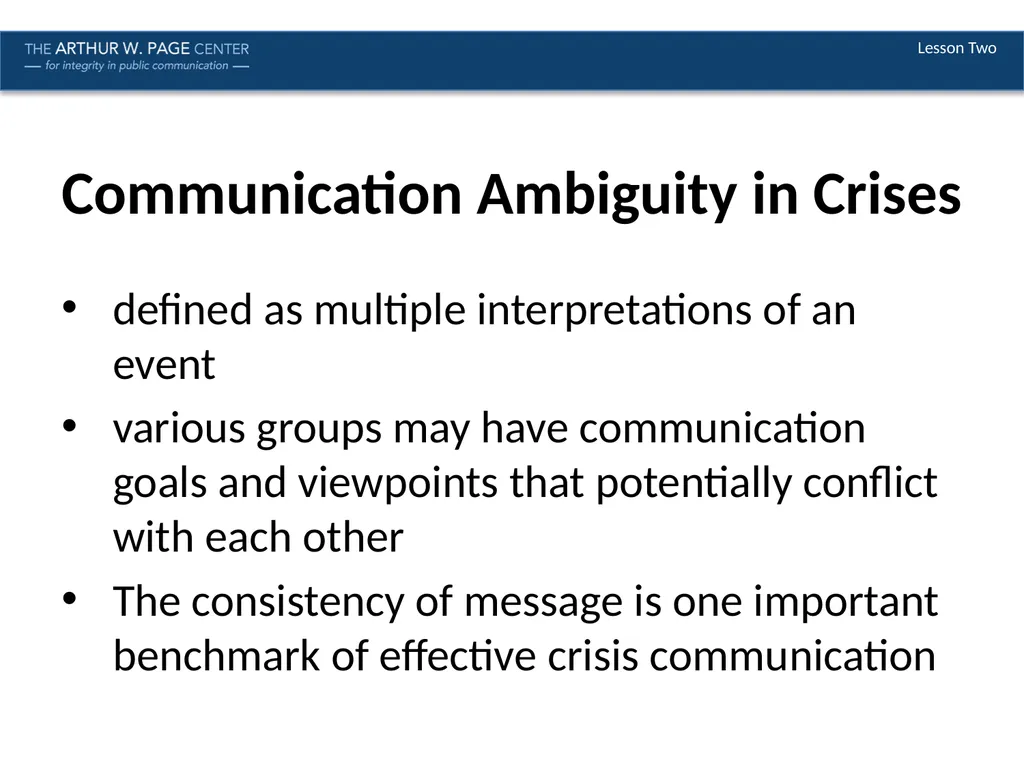 Ethics in Crisis Management Module Nine | Lesson - slide 6 of 9