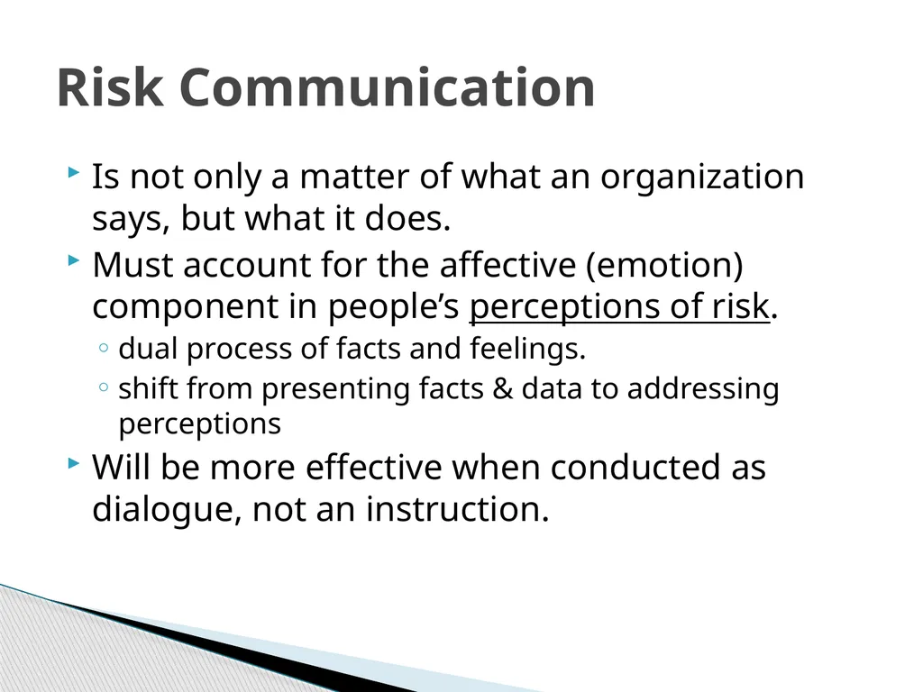 Risk Communication and Message Mapping CLHO - slide 13 of 36