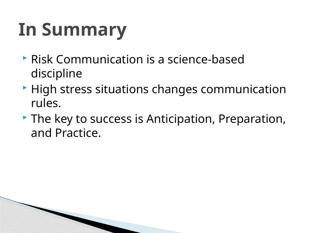 Risk Communication and Message Mapping CLHO - slide 32 of 36