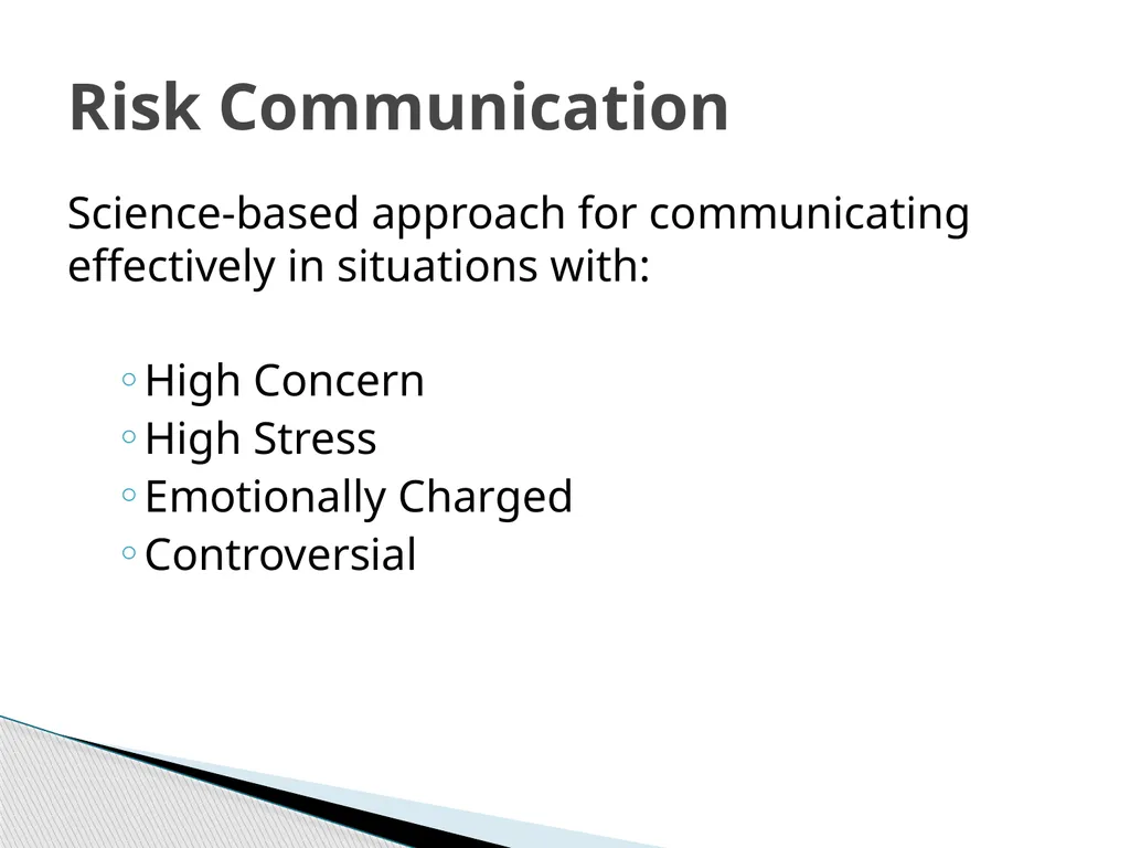 Risk Communication and Message Mapping CLHO - slide 8 of 36