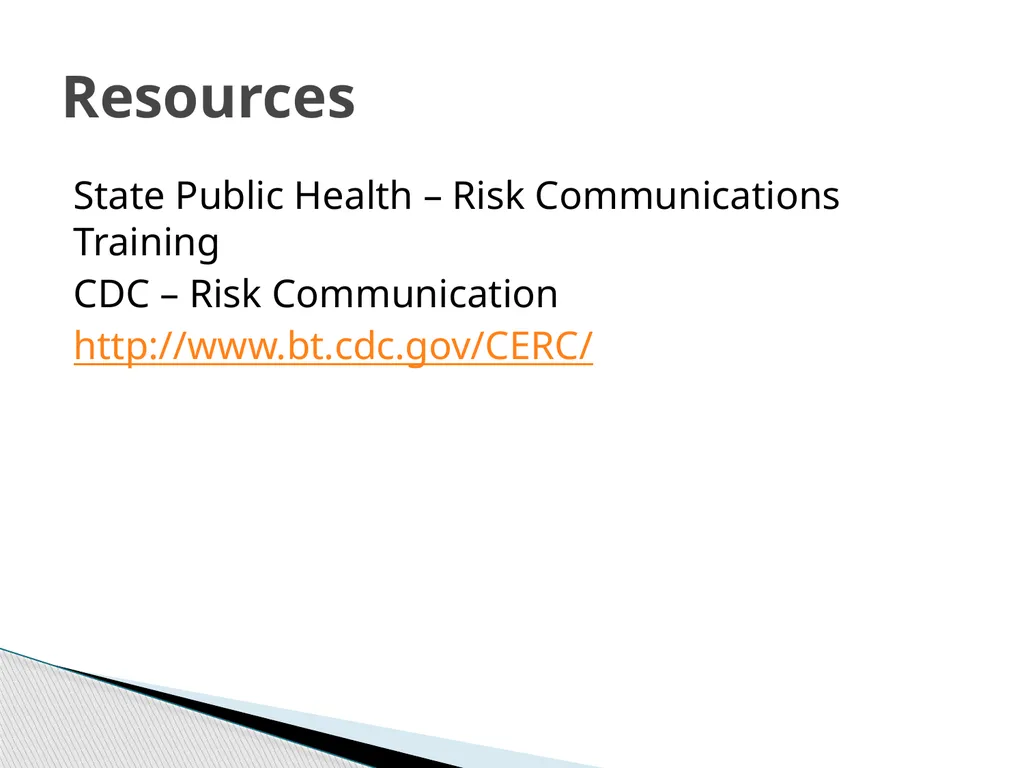 Risk Communication and Message Mapping CLHO - slide 36 of 36