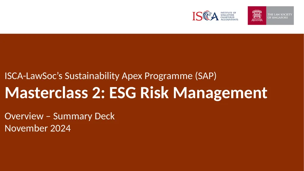 ISCA-LawSoc’s Sustainability Apex Programme (SAP)