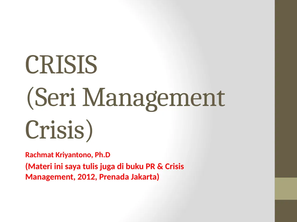 CRISIS (Seri Management Crisis) Rachmat