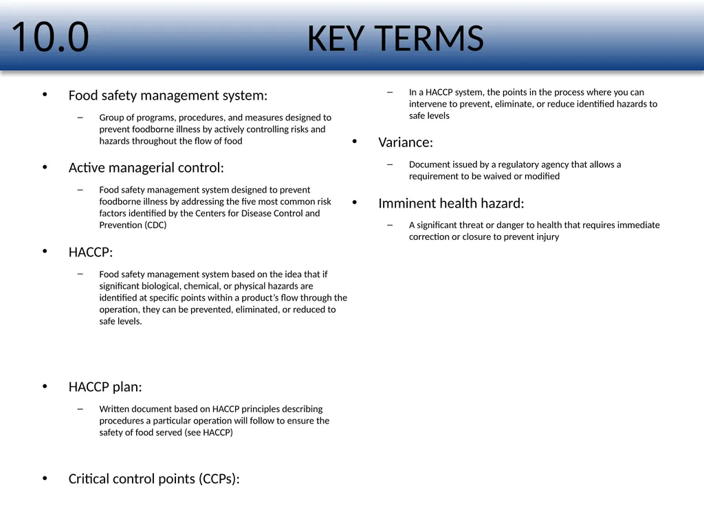 1 Food Safety Management Systems Chapter Number 10 - slide 3 of 22