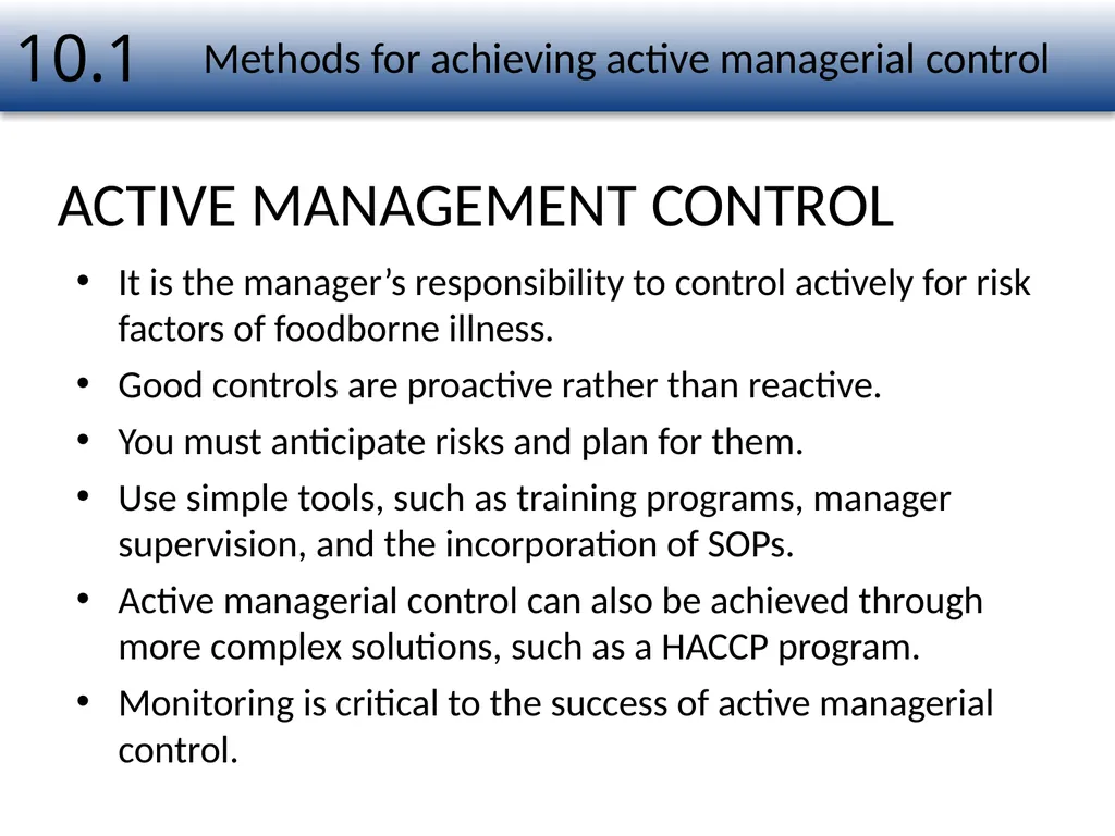 1 Food Safety Management Systems Chapter Number 10 - slide 5 of 22
