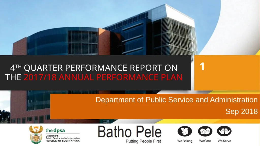 4TH QUARTER PERFORMANCE REPORT ON THE 2017/18 - slide 1 of 59