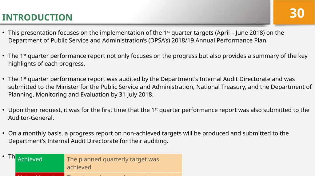 4TH QUARTER PERFORMANCE REPORT ON THE 2017/18 - slide 30 of 59