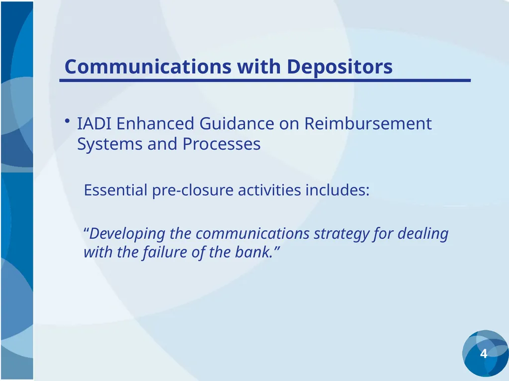 Reimbursement to Depositors Communication with - slide 4 of 10
