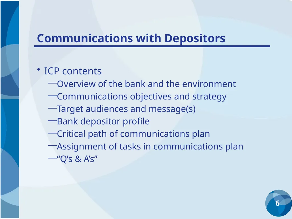 Reimbursement to Depositors Communication with - slide 6 of 10