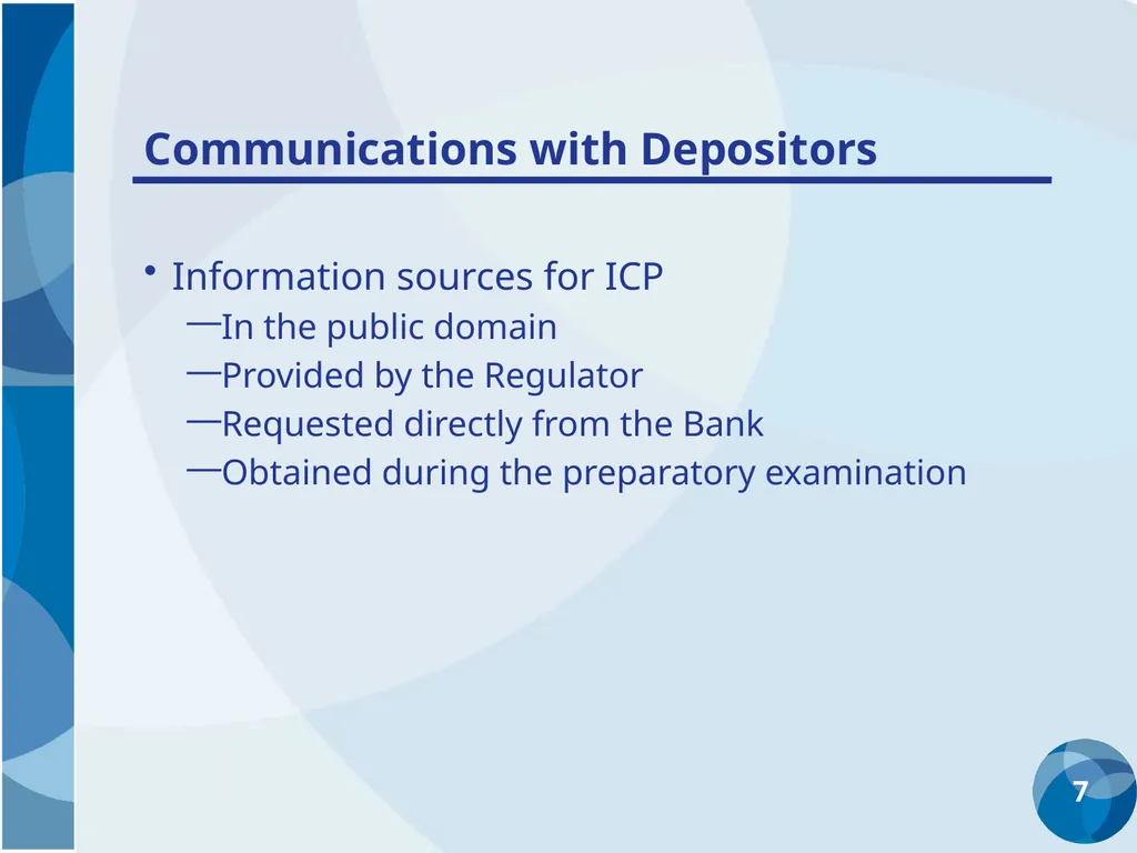 Reimbursement to Depositors Communication with - slide 7 of 10