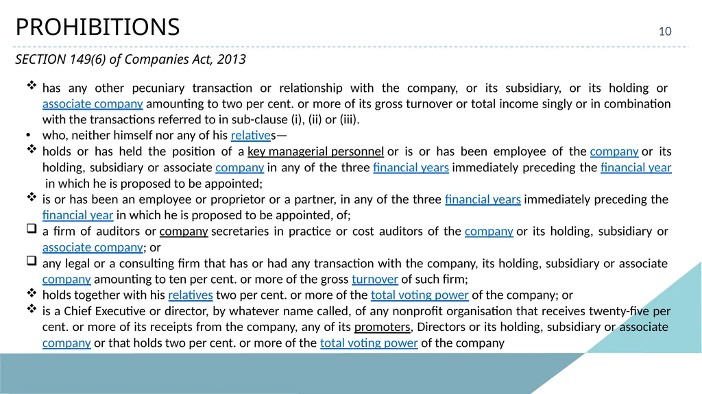 INDEPENDENT DIRECTORS 2 LEGAL FRAMEWORK Companies - slide 10 of 20