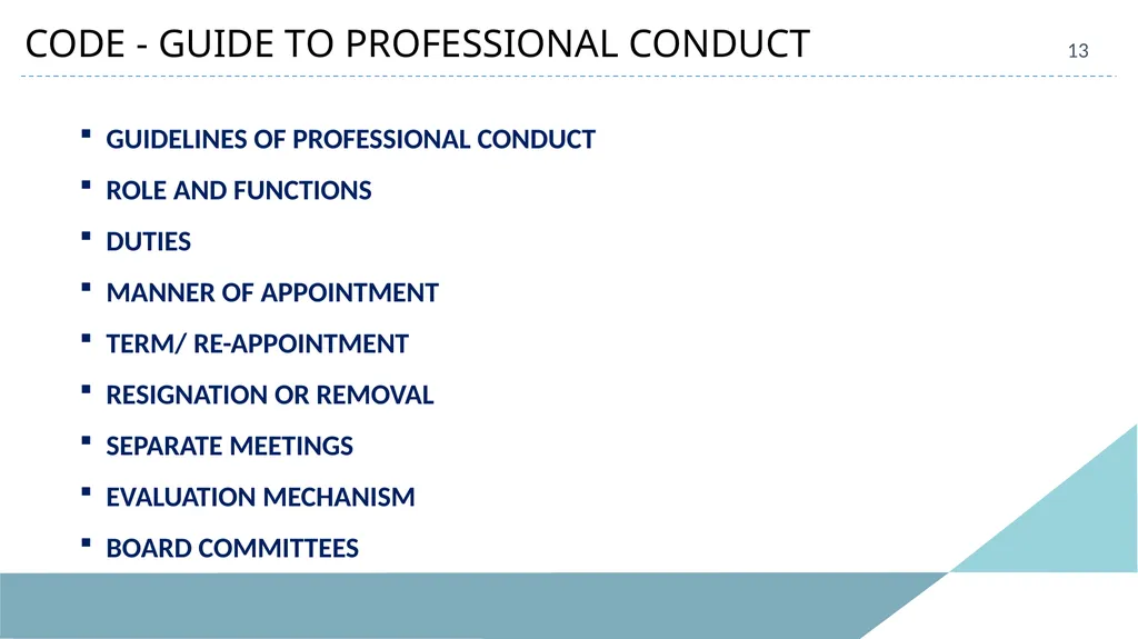 INDEPENDENT DIRECTORS 2 LEGAL FRAMEWORK Companies - slide 13 of 20