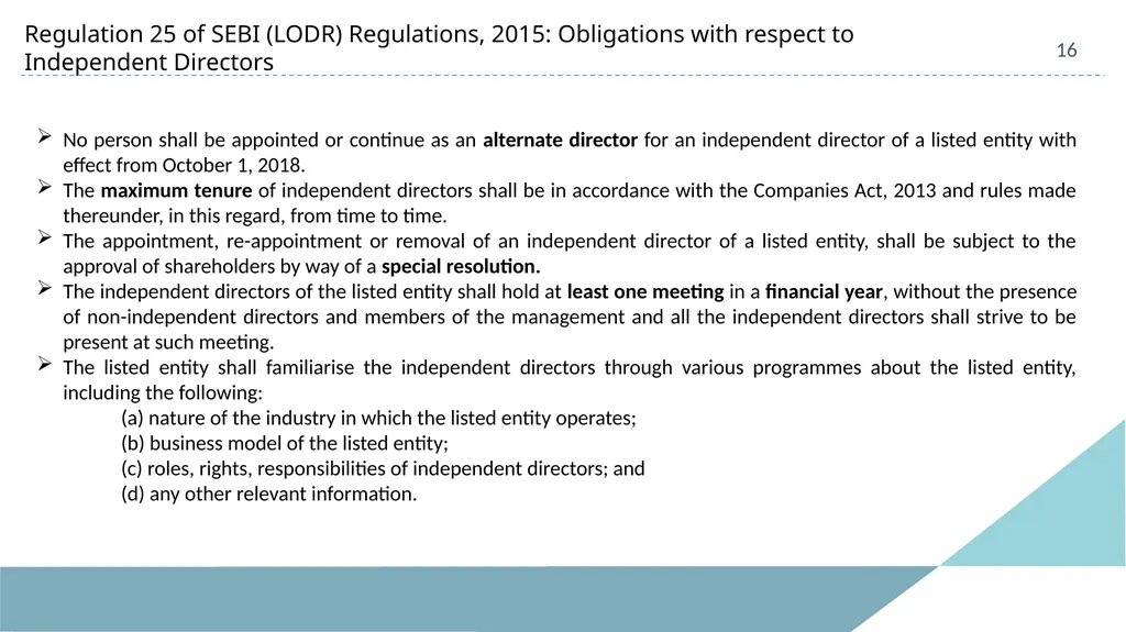 INDEPENDENT DIRECTORS 2 LEGAL FRAMEWORK Companies - slide 16 of 20