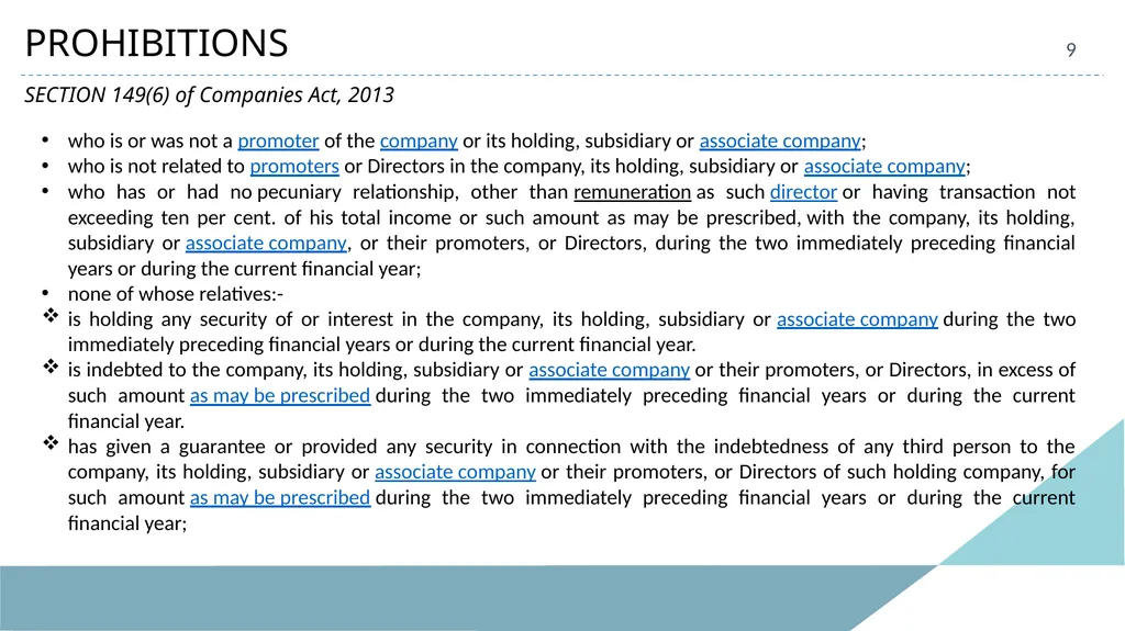 INDEPENDENT DIRECTORS 2 LEGAL FRAMEWORK Companies - slide 9 of 20