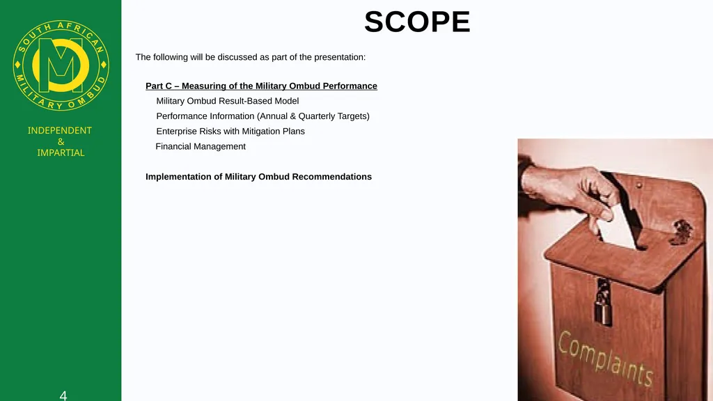 Presenter: Advocate Damane-Mkosana Date: 04 MAY - slide 4 of 34