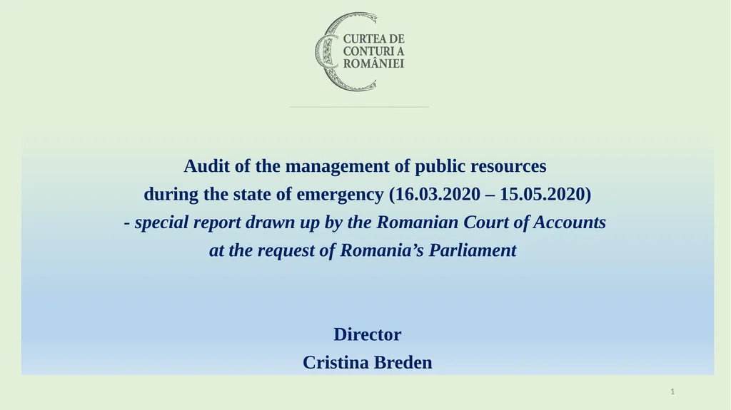Audit of the management of public resources during - slide 1 of 30