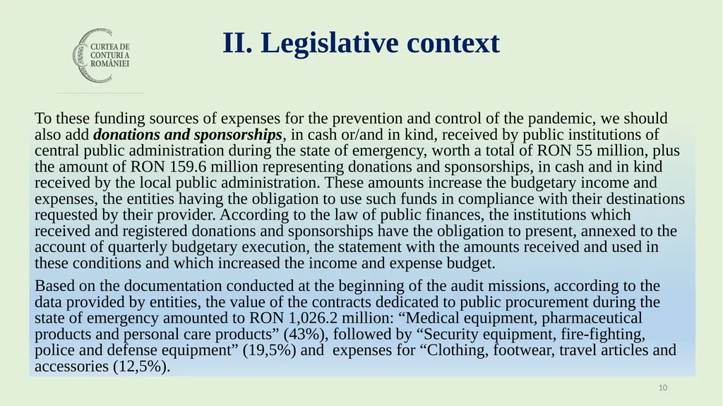 Audit of the management of public resources during - slide 10 of 30