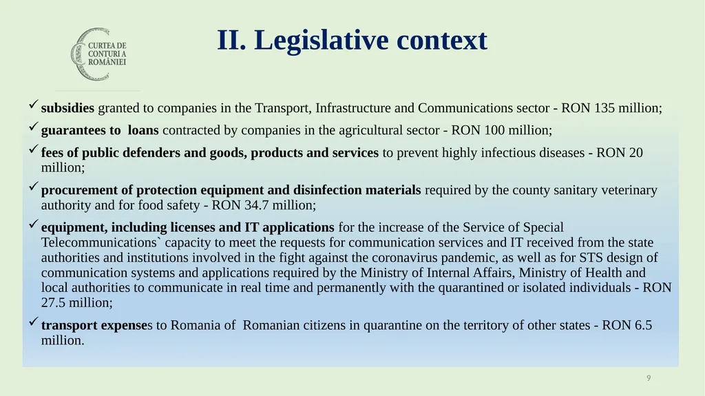 Audit of the management of public resources during - slide 9 of 30