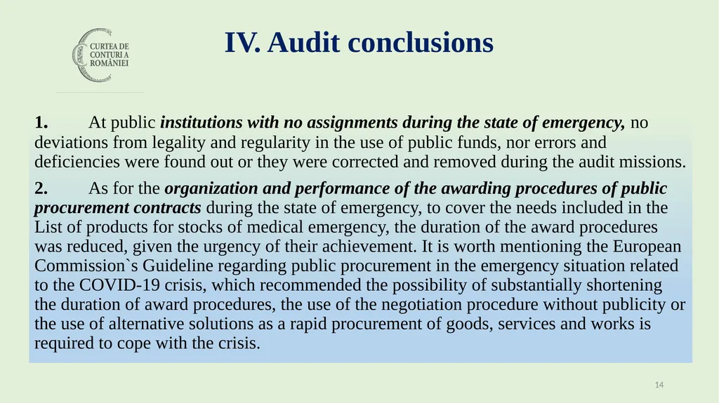 Audit of the management of public resources during - slide 14 of 30