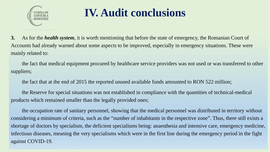 Audit of the management of public resources during - slide 15 of 30
