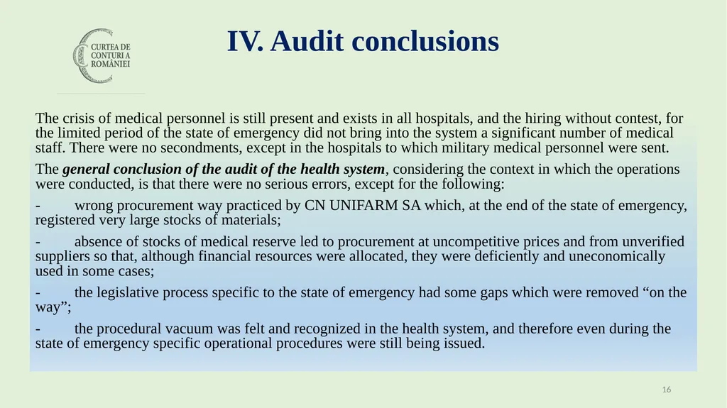 Audit of the management of public resources during - slide 16 of 30