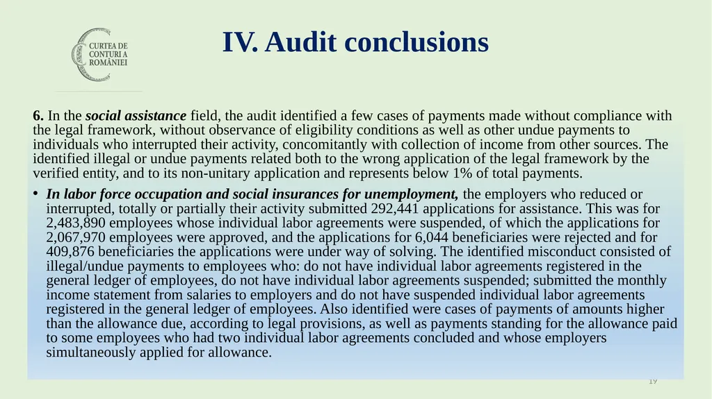 Audit of the management of public resources during - slide 19 of 30